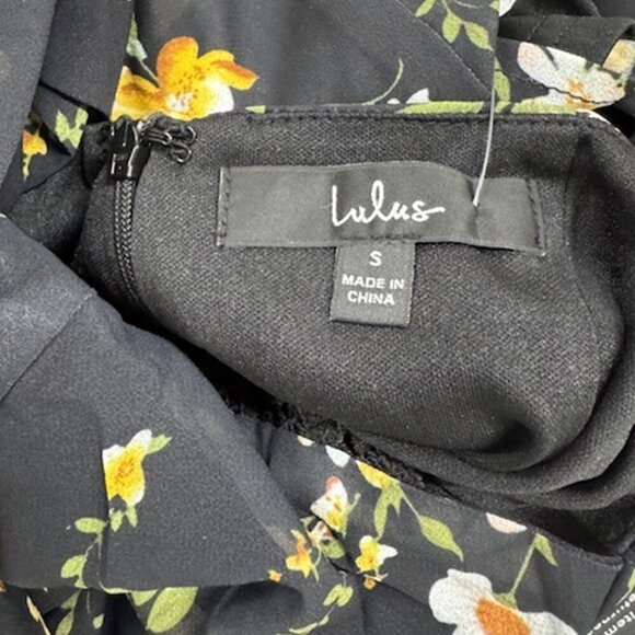 NWT Lulus Poised and Playful Black Floral Long Sleeve Backless Romper (size S) - Picture 7 of 9